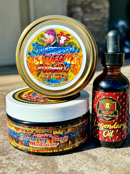 NEW BLUEBERRY FUEGO POMADE MOISTURIZE, HOLD & SHINE BUNDLE!