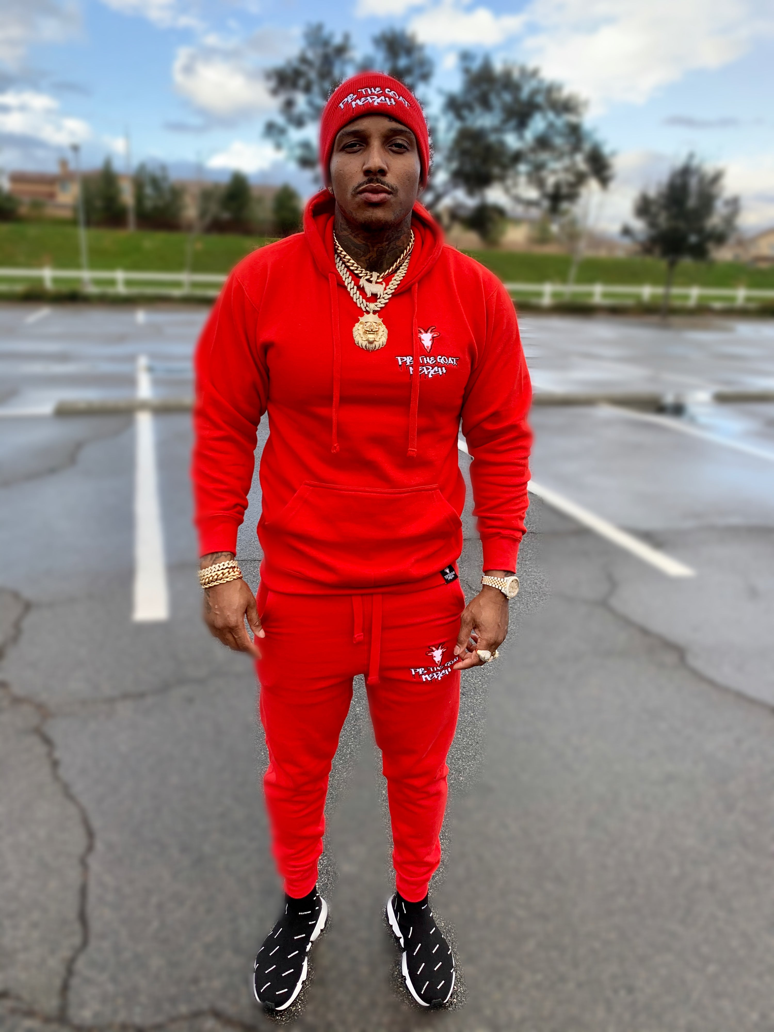 Pb The Goat Merch Drip Sweat Suit Set W Beanie